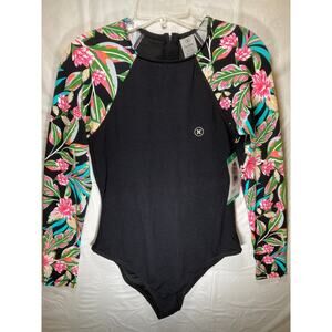 Hurley Long Sleeve Women's Long Sleeve Swimsuit, Black, Size: XL